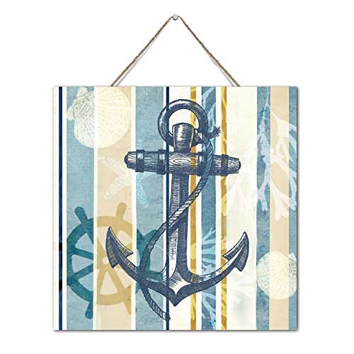 Décoration de table bord de mer avec plaque bois ancre marine
