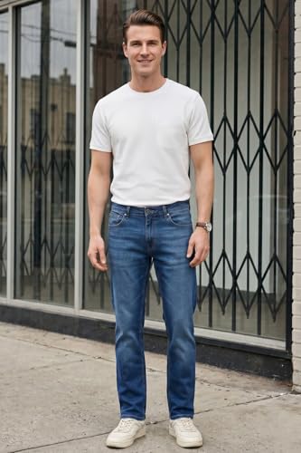 Image of Louis Philippe Men's Slim Fit Stretch Fabric for Comfort Premium wash Aesthetic Authentic Twill and Durable Jeans