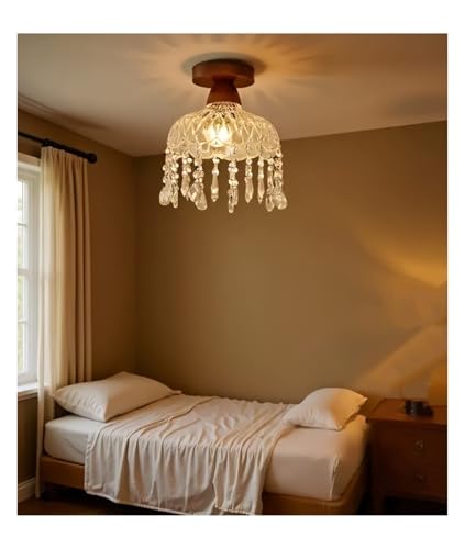 Crystal Ceiling Light Beaded Glass Pendant Lamp for Bedroom Hallway,Transform