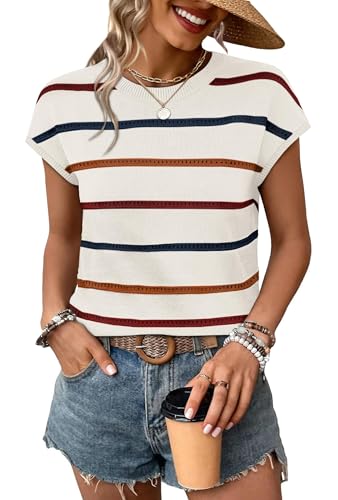 Suéter de punto con manga casquillo y cuello barco casual de mujer