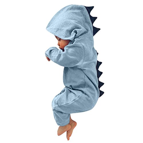 UOMOGO Neonato Bambino Neonato Dinosauro Ragazza Hooded Pigiama Tuta Abiti 3-24 Mesi (età: 0~6 Mesi, Blu)