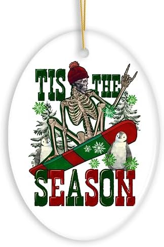Tis The Season Snowboarding Theme Christmas Ornament, Winter Athlete Funny Skeleton image 5