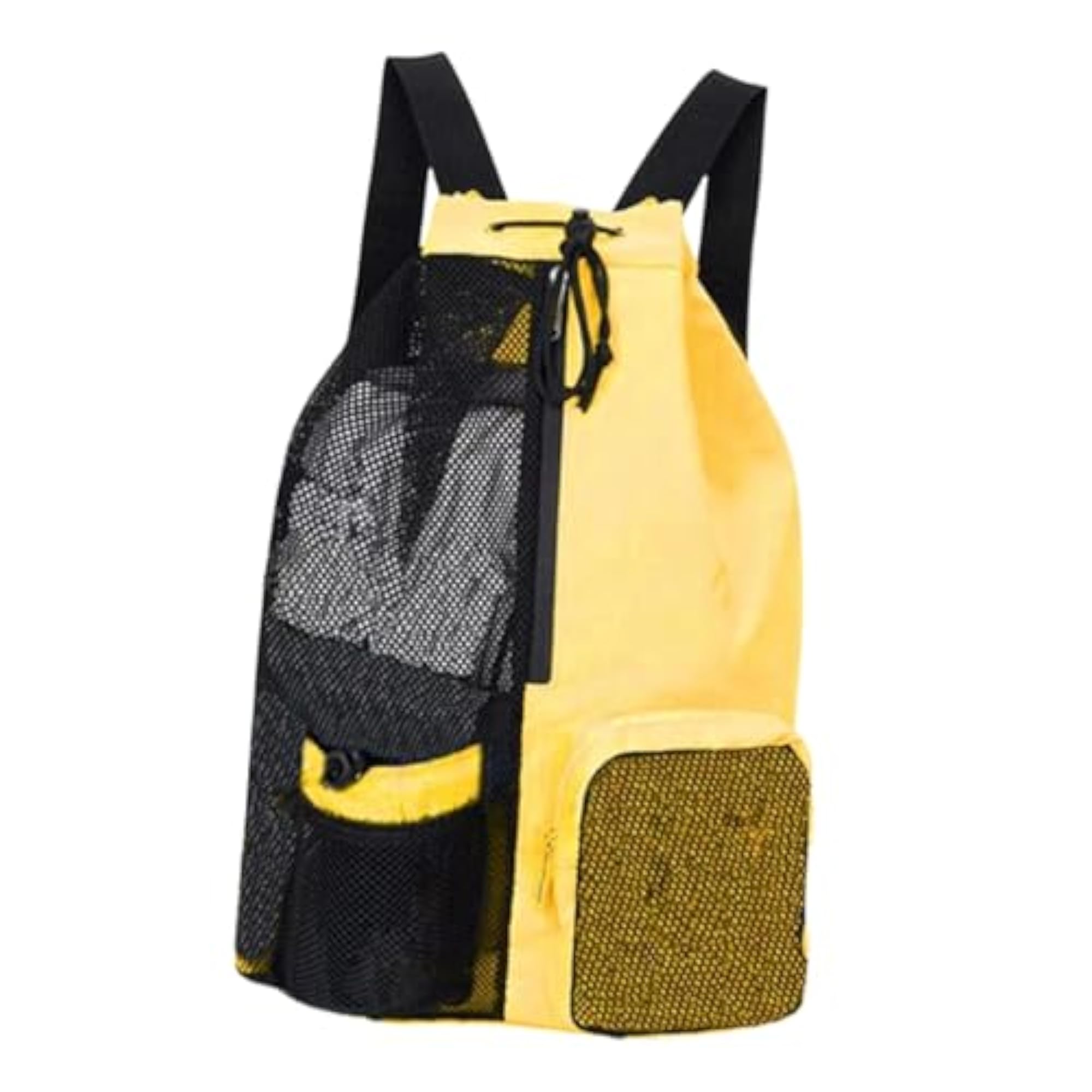 Mesh Drawstring Backpack Large Capacity Lightweight Gym Bag, Yellow