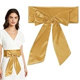 BEZHO Cinturón de Satén, Cinturón de Cintura Suave 246cm Lazo de Satén para Vestido de Novia Dama de Honor Fiesta Graduación y DIY (Dorado)