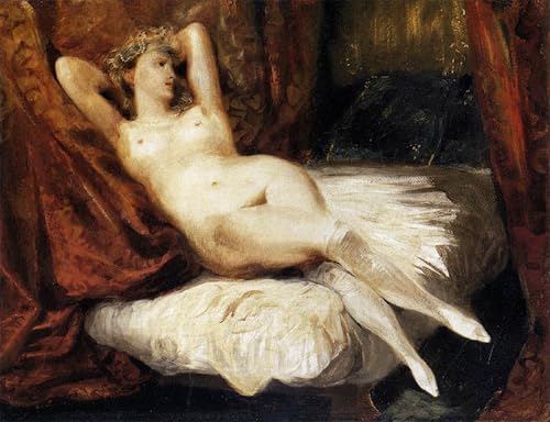 Tableau Delacroix Femme allongée sur un divan impression sur toile 60x90cm