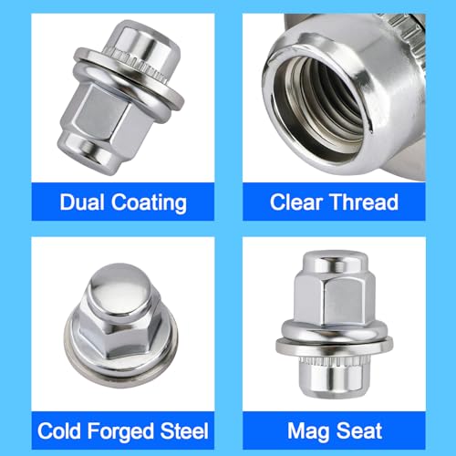 ERMWALR 5Pcs Wheel Nuts,M12 X 1.5 Alloy Locking Wheel Nuts,Silver Anti Corrosion Coating High Strength Replacement for Jaguar XF Series XK Series XKR Series F-Type S-Type X-Type XJ X350 X351 X358 - Image 3