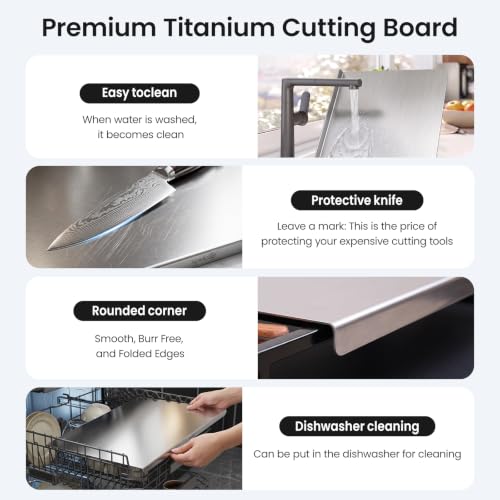 Tabla de cortar titanium para cocina, grande, apta para lavavajillas, fácil de limpiar, antideslizante y de bajo ruido (19.6"x15.3") miniatura 6