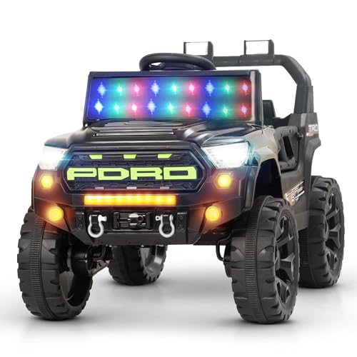 Image of Baybee Maverick Battery Operated Jeep for Kids with RGB Windshield Light, Bluetooth, USB & Music | Baby Big Ride on Battery Car | Electric Jeep Car for Kids to Drive for 2 to 6 Years Boys Girl (Black)