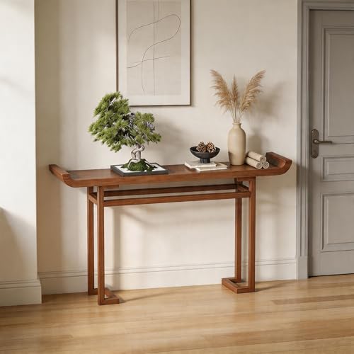 Consola de pasillo gris de 80cm con diseño estriado y balda de madera maciza 7