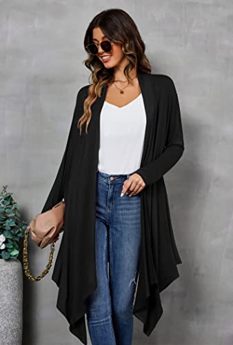 Zeagoo Women Long Sleeve Draped Open Front Fall Cardigan Sweater,Black,Small #TOP1