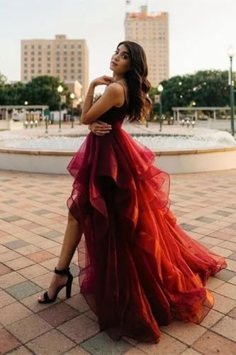 Tiered Tulle Prom Dresses 2025 Long Sparkly Tulle Ball Gowns A Line Women V-Neck Formal Evening Party Gown with Slit4