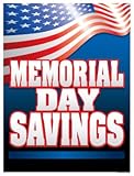 P40MDS 'Memorial Day Savings' Holiday Seasonal Vinyl Window Sale Sign Posters Retail Business Store Signs (P40-25' x 33')