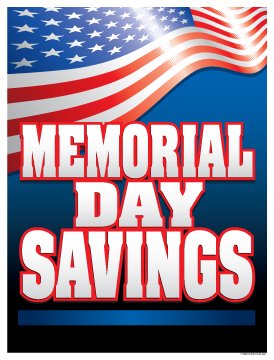 P40MDS 'Memorial Day Savings' Holiday Seasonal Vinyl Window Sale Sign Posters Retail Business Store...