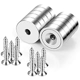 Neosmuk Magnete mit Loch,starke runde Magnete für die Wand,Magnet mit Schraube für Holz,Neodym-Scheibenmagnet mit Loch in der Mitte,20mm flacher Magnet(10er-Packung)