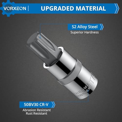 VORXEON 13Pcs Torx Bit Set Star Bit Socket Set T8-T70, 50BV30 CR-V Drive Socket and S2 Alloy Steel Bit - Image 4