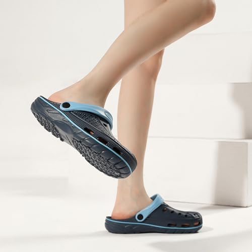 INMINPIN Women and Men Orthopedic Clogs Arch Support Garden Shoes Sandals Slippers with Plantar Fasciitis Feet Insoles,Retro Navy,12.5-13.5 Women/11-11.5 Men - 1