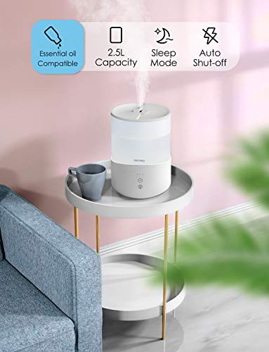 Homasy Cool Mist Humidifier Diffuser, 2.5L Essential Oil Diffuser, Top Fill Humidifier for Bedroom, Home and Office, Baby Humidifier with Adjustable Mist Output, Sleep Mode, Auto Shut Off