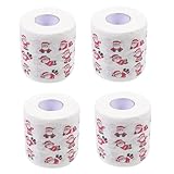 ROMISBABA 4 Rollos Papel Higiénico Doble con Diseño Navideño Creativos para Fiesta y Mesa Absorbente y Práctico para Suministros de