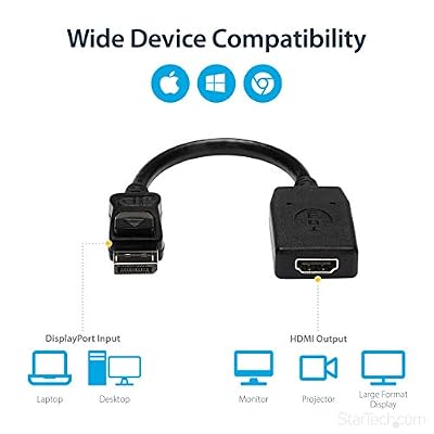 StarTech.com DisplayPort to HDMI Adapter, DP2HDMI, 1080p, VESA Certified, Latching DP Connector, Passive, Electromagnetic Interference Shielding