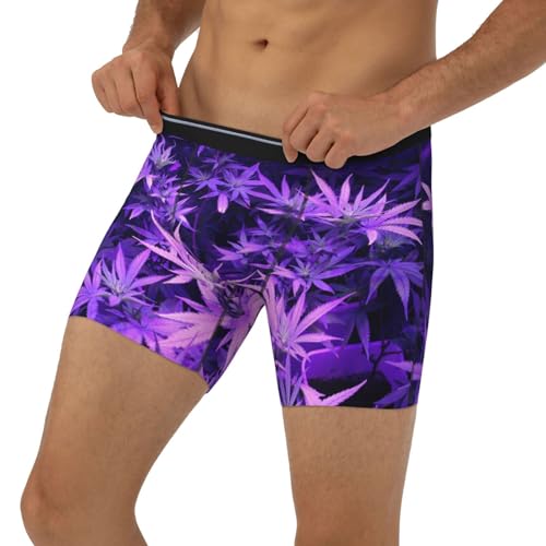 SEAEAGLE Purple Weed Marijuana Leaf Mens Boxer Briefs Extended Panties Sports Tight Underpants Breathable Elasticity3