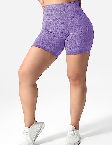 Yeoreo Women High Waist Workout Yoga Gym Smile Contour Seamless Cycling Shorts Purple S #TOP3