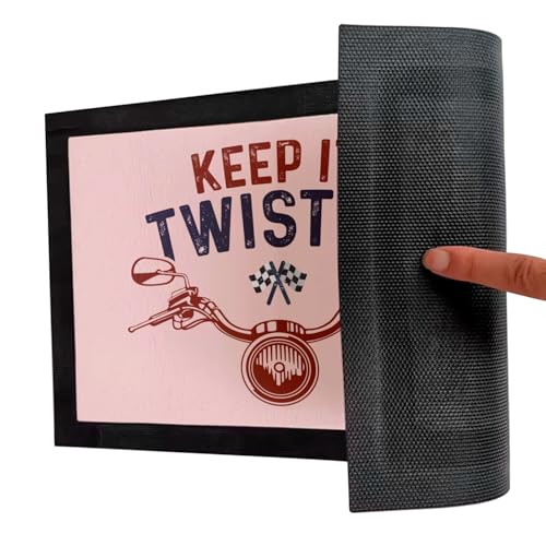Paillasson rose keep it twisted motorcycle pour entrée de motard vintage 75x50 cm