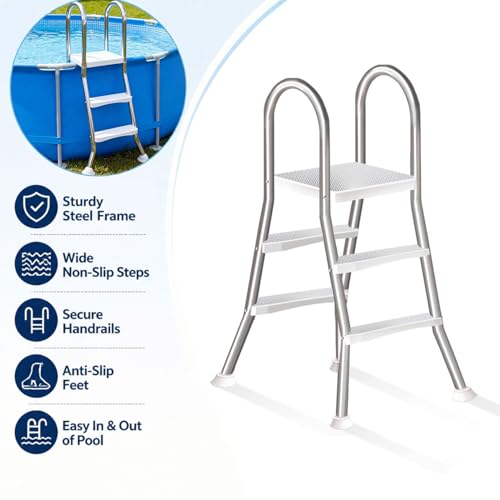 Escalera para piscina elevadas acero inoxidable 33 in miniatura 3