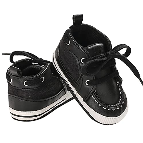 Hopscotch Baby Boys PU Solid Infant Shoes Booties in Black Color