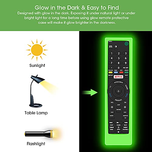 Custodia in Silicone Compatibile con Sony Bravia TV Telecomando RMT-TX100D RMT-TX300E RMT-TX310E RMT-TX200E RMF-TX200C per Sony Remote Guscio Protettiva Cover Anti-Scivolo Cassa (Verde Fluorescente)