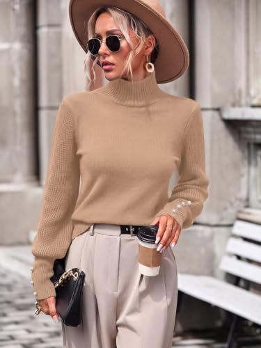 Image of Upopby Women's Fall Winter Turtleneck Sweaters Knitted Pullover Sweater Top