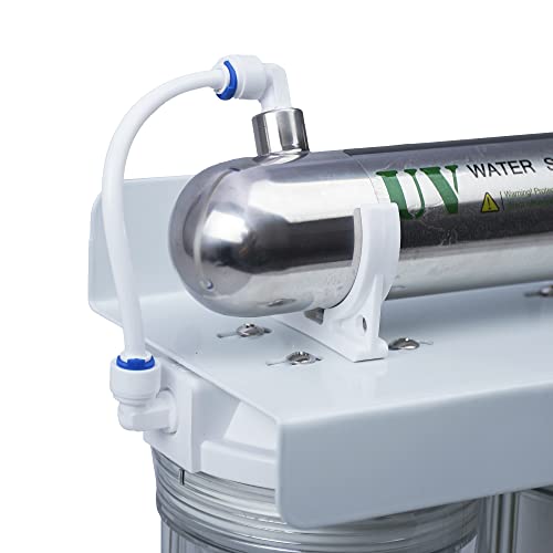 Filtro Acqua Lampada Uv 3 Stadi Triplo Sistema Filtrazione Lampada 6W Ultravioletta Cartucce Sedimenti Carboni Attivi Sterilizzatore - 7