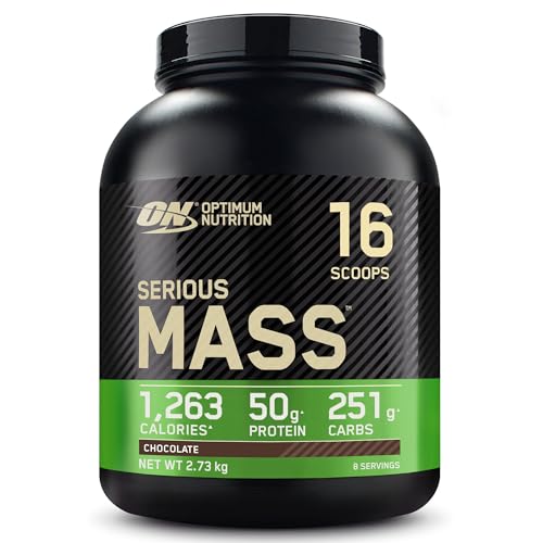 Optimum Nutrition Serious Mass Protein Powder High Calorie Mass Gainer with Vitamins, Creatine and Glutamine, Chocolate, 8 Servings, 2.73 kg, Packaging May Vary