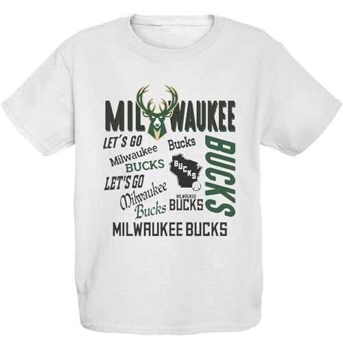 Milwaukee Bucks NBA Officially Licensed Youth T-Shirt White, Medium