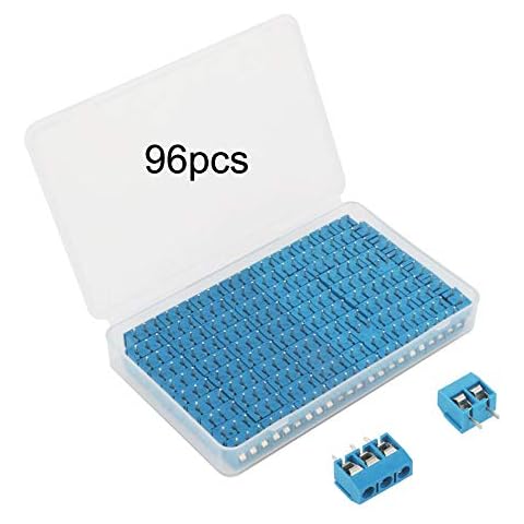 GTIWUNG 96 Stück 5mm 2 Pin/3 Pin PCB Mount Screw Terminal Block, Leiterplatten-Schraubklemmen Steckverbinder Blau, 300V 10A(2 Pin-56, 3 Pin-40) Cover
