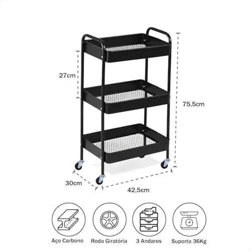 Carrinho Organizador De Banheiro Lavanderia Estante Fruteira Cozinha Armazenamento Multiuso Pratelei