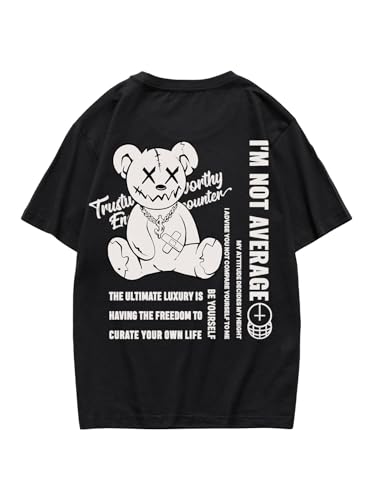 Verdusa Men's Letter Graphic Tees Oversized Cotton T Shirt Drop
