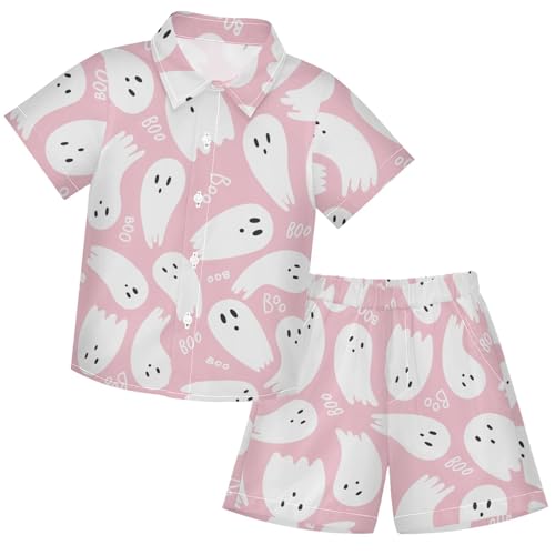 Image of visesunny Boy's 2 Pieces Shirt and Short Set Casual Shirts Short Sleeve Beach Shorts Summer Outfits for 3-10 Years Kids