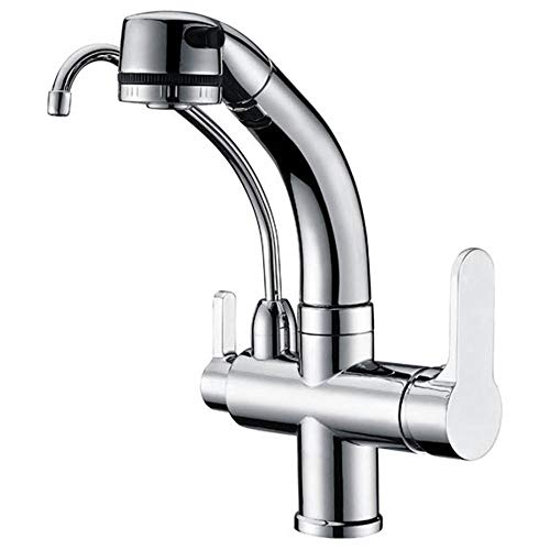 Mitigeur de cuisine 3 en 1 en chrome avec douchette multifonction pour eau osmosée