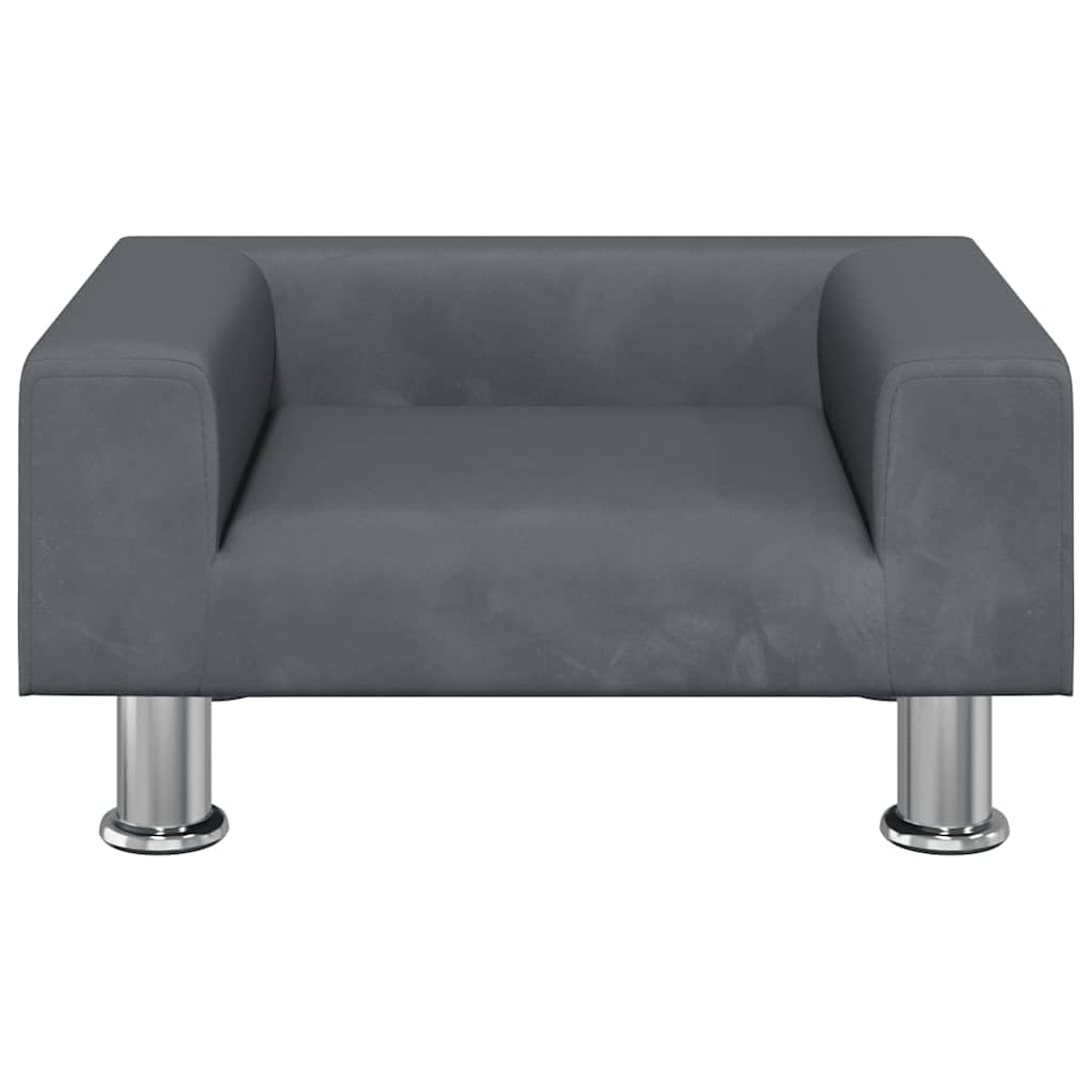 Hundebett Dunkelgrau 50x40x26,5 cm Samt Kiefernholz Sofa für kleine Hunde Modernes Design Robuste Stahlbeine Kuscheliges Kissen für Wohn- und Schlafzimmer