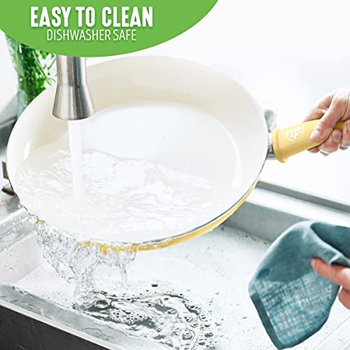 Greenlife Soft Grip Healthy Ceramic Nonstick 12 Piece Cookware Pots And Pans Set, Pfas-Free, Dishwasher Safe, Yellow #TOP7