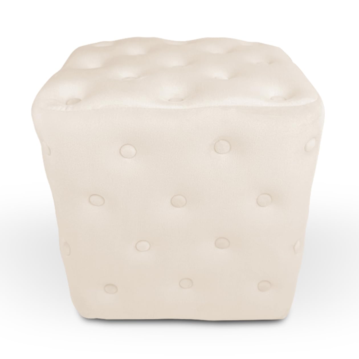 SAMIRA Pouf poggiapiedi quadrato, pouf divano in velluto – Otto (Beige)