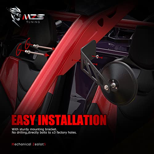 Mzs X3 Side Mirrors, Rear View Racing Style Convex Design W/Mounting Bracket Compatible 2017-2023 Maverick X3 Max Xds Xrs Xmr Xrc Turbo Rr Utv 715002898 - Round, 1 Pair #TOP6