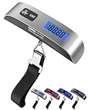 [Backlight LCD Display Luggage Scale]Dr.meter 110lb/50kg Electronic Balance Digital Postal Luggage Hanging Scale with Rubber Paint Handle,Temperature Sensor, Silver/Black, 1 Pack