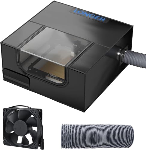Longer Laser Engraver Enclosure,Fireproof and Dustproof Laser Cutter Protective Cover with Fan and Pipe, Against Smoke, Odor, Noise and Eye Protection，‎27.5 x 27.5 x 13 inches