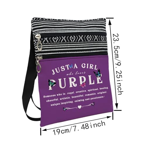 Just Love Purple Messenger Bag Small Ethnic Pattern Printed Adjustable Strap Crossbody Zipper Bag Phone Bag Wallet Cute Shoulder Handbag for Purple Lovers Women2