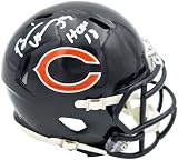 Brian Urlacher Autographed Blue Speed Mini Football Helmet (In White) "HOF 18" Beckett BAS Witness Stock #261924
