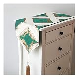Whoiy Chemin de Table 32x180, Chemin Table Vert Coton Lin Grand Carré Moderne Chemin de Table Automne