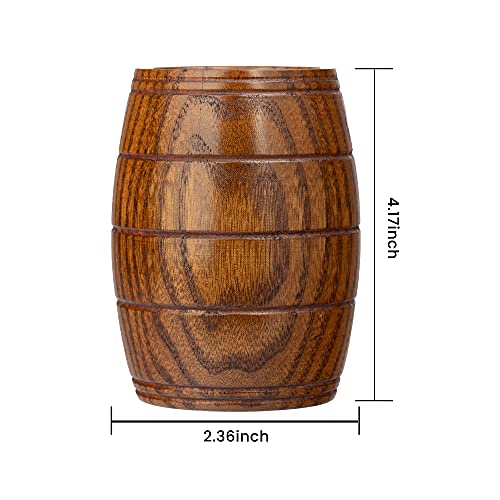 Iuaqdp 2 Pieces Novelty Wood Barrel Shaped Wooden Drinking Beer Tea Cup Home Decor New Camping Cup Wood Coffee Mugs #TOP1