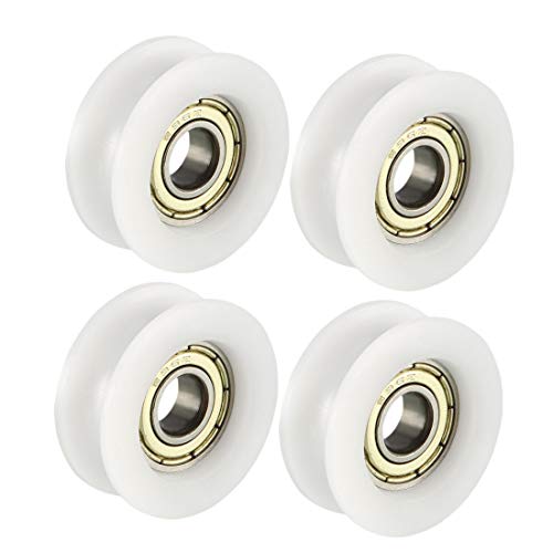 sourcing map 4stk. Metall V Nut Führungslager Riemenscheiben Laufrad 6x22x8mm 1,8mm Tief