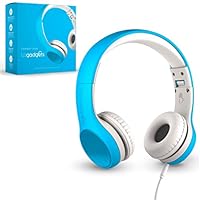 LilGadgets Connect+ Style Premium Kids Headphones with Microphone, Headphones for Kids for School - Foldable Toddler Headphones, Blue